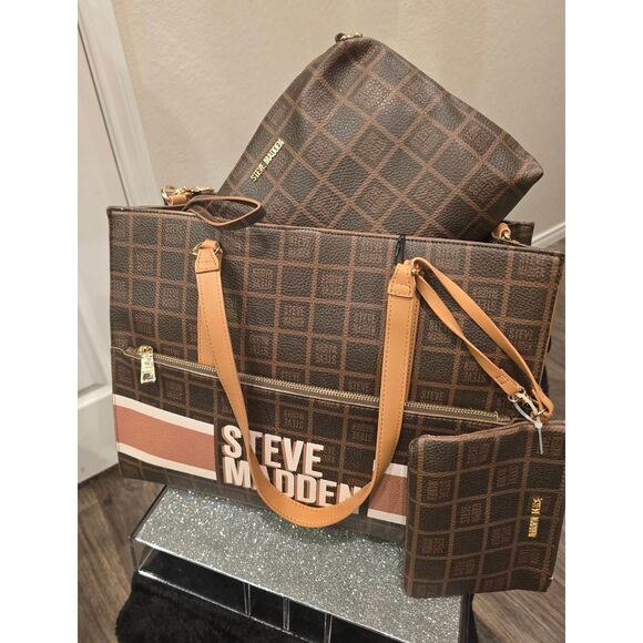Steve Madden BOlivia Logo Tote Bag- Multi/Cognac - Picture 3 of 12